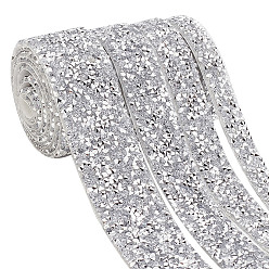 Серебро 4 ярдов 4 стили горного хрусталя с блестками из смолы (термоклей на спине), горный хрусталь, аксессуары для костюма, серебряные, 12~30x2~3 мм, 1 двор / стиль