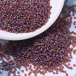 (RR134FR) Матовый Прозрачный Темный Топазовый AB Миюки круглые бусины рокайль, японский бисер, (rr 134 fr) матовый прозрачный темный топаз, 11/0, 2x1.3 мм, Отверстие: 0.8 мм, о 1100 шт / бутылка, 10 г / бутылка