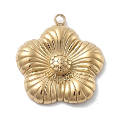 Настоящее золото 18K 304 подвески из нержавеющей стали, цветочный шарм, ионное покрытие (ip), реальный 18 k позолоченный, 23.5x21.5x4 мм, отверстие : 1.6 мм