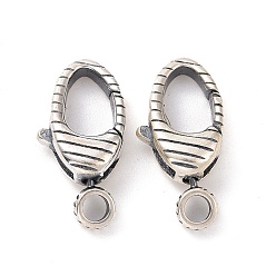 Argent Antique 925 fermoirs pivotants en argent sterling, ovale, argent antique, 16x8x4mm, Trou: 2mm, diamètre intérieur: 4x6.5 mm