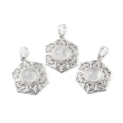 Хрусталь Природного кварца хрустальных подвесок, подвески из горного хрусталя, с реечной обшивкой латунными выводами, без кадмия и без свинца, , 29.5x22.5x7.5~8.5 мм, отверстие : 7.5x5 мм