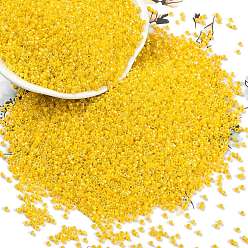 Золотистый Непрозрачные цвета блестящие стеклянные бусины, цилиндр, золотые, 1.6x1.3 мм, отверстие : 0.8 мм, Около 60000 шт / фунт