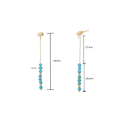 Apatit Ohrhänger im Bohème-Stil mit Quasten aus natürlichem Apatitperlen, 304 Ohrstecker aus Edelstahl für Damen, golden, 55x3 mm