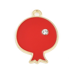 Красный Подвески из сплава со стразами Micro Pave, с эмалью, гранат, красные, 24x18x2.5 мм, отверстие : 1.8 мм