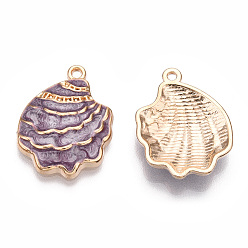 Сливовый Подвеска из эмалированного сплава с покрытием стойки, без кадмия и без свинца и без никеля, золотые, шарм из ракушек, слива, 21.5x16x3 мм, отверстие : 1.6 мм