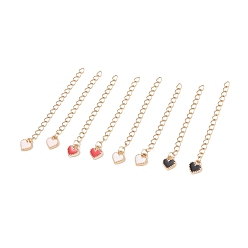 (52) Непрозрачная лаванда 304 удлинители цепи из нержавеющей стали с эмалевым подвесом из сплава сердца, золотые, разноцветные, 57x3 мм