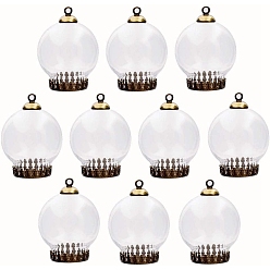 Antique Bronze Glass Pendants, Round, Antique Bronze, 35mm, 10pcs/set