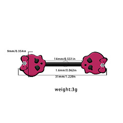 Темно-Розовый 316l хирургическая нержавеющая сталь эмаль бант череп соски ногти кольца, чёрные, темно-розовыми, 14 мм