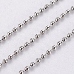 Нержавеющая Сталь Цвет Устойчивы к потускнению 304 шариковые цепи из нержавеющей стали, с катушкой, круглые, цвет нержавеющей стали, 2 мм, около 65.61 футов (20 м) / рулон