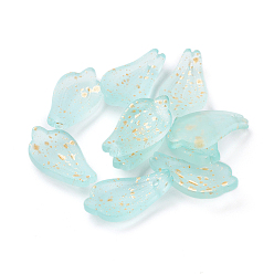 Небесно-голубой Стеклянные подвески, золотой фольгой, матовые, окрашенная и подогревом, лепесток, голубой, 19x10x3 мм, отверстие : 1 мм