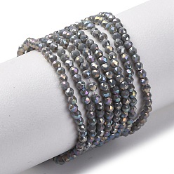 Шифер Серый Прозрачные стеклянные бусины гальваническим пряди, нити круглых бусин, граненые, шифер серый, 2 мм, отверстие : 0.6 мм, около 182~188 шт / нитка, 13.78~14.33'' (35~36.4 см)