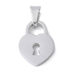 Нержавеющая Сталь Цвет 304 прелести нержавеющей стали, подвеска в виде замка в виде сердца, анти-тускнение, цвет нержавеющей стали, 13.5x10.5x2 мм, отверстие : 5x3 мм