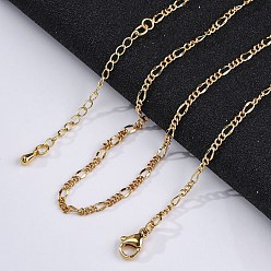 Настоящее золото 18K Латунные цепочки Фигаро ожерелья для женщин, 304 из нержавеющей стали застежкой омар, стойки покрытие, без свинца и без кадмия, долговечный, реальный 18 k позолоченный, 17.48 дюйм (44.4 см)