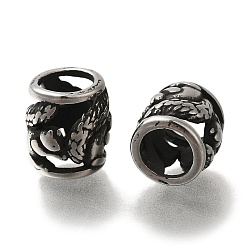 Античное Серебро 304 из нержавеющей стали европейские шарики, бусины с большим отверстием, колонка, античное серебро, 9.5x11 мм, отверстие : 6.5 мм