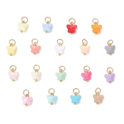 Золотой Непрозрачные акриловые подвески, бабочки прелести, с латунными штифтами, золотые, 9x8x4.5 мм, отверстие : 3.6 мм