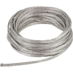 Platinum Braided Tinned Wire, Flat, Platinum, 3~4x0.8mm, about 26.25 Feet(8m)/pc