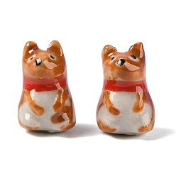 Собака Расписанные вручную фарфоровые бусины, животное, собака, 20x12.5~13x13.5 мм, отверстие : 1.8 мм