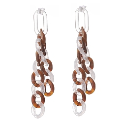 Sienna Acrylic Curb Chain Tassel Dangle Stud Earrings for Women, Sienna, 78x11x3mm, Pin: 0.7mm
