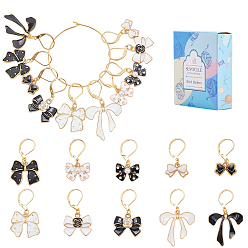 (52) Непрозрачная лаванда 20 шт. 10 стили бант сплав эмалированный кулон запирающиеся маркеры стежков, с 304 серьгами из нержавеющей стали, разноцветные, 2.5~4.3 см, 2 шт / стиль