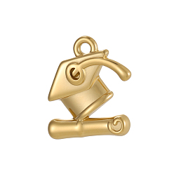 Настоящее золото 18K 304 прелести нержавеющей стали, шляпа доктора, ионное покрытие (ip), реальный 18 k позолоченный, 13x12 мм, отверстие : 1 мм