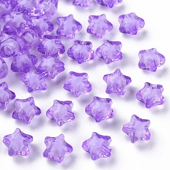 Темная Орхидея Прозрачные акриловые бусины, бусина в бусине, граненые, звезда, темные орхидеи, 10.5x11x7 мм, отверстие : 2 мм, Около 1280 шт / 500 г