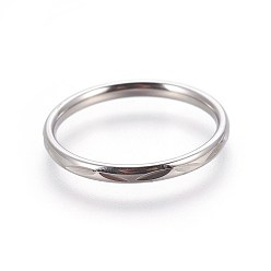 Stainless Steel Color 304 Stainless Steel Finger Rings, Stainless Steel Color, Size 7, 17.3mm