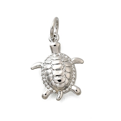 Платина Латунные подвески, с целью перехода в кольце, без свинца и без кадмия, настоящее золото 18k посажено, стойки покрытие, черепаха, платина, 15x11.5x3 мм, отверстие : 3.3 мм