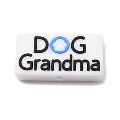 Белый Силиконовые бусины, слово собака бабушка, фокусные бусы, белые, 16.2x30.2x7.3 мм, отверстие : 3 мм