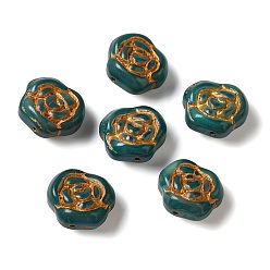 чирок Непрозрачные бусины лэмпворк, роза, зелено-синие, 13x8 мм, отверстие : 1 мм, Около 58~70 шт / 100 г