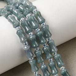 Бирманский Нефрит Бусы из натурального мьянманского жадеита, со стеклянными бусинами, бамбуковую палку, 8x5 мм, отверстие : 0.8 мм, около 38 шт / нитка, 14.96'' (38 см)