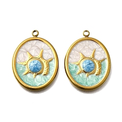 Другие 304 нержавеющей стальной эмали подвески, ионное покрытие (ip), реальный 18 k позолоченный, раковина, 26x19x2.5 мм, отверстие : 1.6 мм