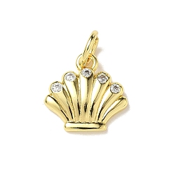 Настоящее золото 18K Латунные микро проложить кубического циркония прелести, формы раковины, стойки покрытие, долговечный, без кадмия и без свинца, с целью перехода в кольце, реальный 18 k позолоченный, 11x11x2 мм, отверстие : 3.4 мм