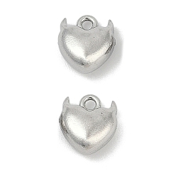 Нержавеющая Сталь Цвет 304 прелести нержавеющей стали, сердце прелести, анти-тускнение, цвет нержавеющей стали, 8x7x4 мм, отверстие : 1.2 мм