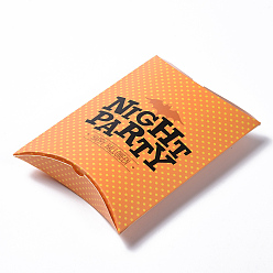 Orange Halloween Pillow Boxes Candy Gift Boxes, Packaging Boxes, for Halloween Thanksgiving Party, Pumpkin Pattern, Orange, 14x9.5x2.8cm