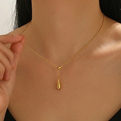 Oro 304 Collares tipo lazo con colgante de lágrima de acero inoxidable para mujer, dorado, 17.32 pulgada (44 cm)
