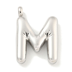 Letter M Не тускнеющие 304 подвески из нержавеющей стали, буквенное очарование, цвет нержавеющей стали, Буква М, 26x18x5.5 мм, отверстие : 3 мм