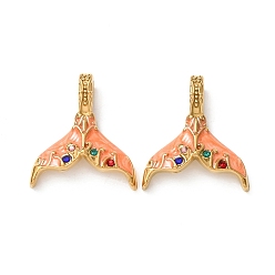 Pink 304 нержавеющей стальной эмали подвески, прелести рыбий хвост, ионное покрытие (ip), реальный 18 k позолоченный, розовые, 30.5x27x7 мм, отверстие : 6x3 мм