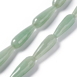 Aventurine Verte Naturelles aventurine verte brins de perles, facette, larme, 28~30x9.5~10.5mm, Trou: 1.2mm, Environ 13 pcs/chapelet, 14.65''~15.39'' (37.2~39.1 cm)