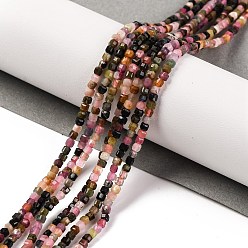 Турмалин Нити из натуральных разноцветных турмалиновых бусин, граненый стол, вырезанный куб, 2x2x2.5 мм, отверстие : 0.6 мм, около 182 шт / нитка, 15.75 дюйм (40 см)