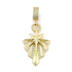 Настоящее золото 18K Латунные микропаве прозрачные кубические цирконии звезды европейские подвески шармы, Подвески с большими отверстиями, без кадмия и без свинца, реальный 18 k позолоченный, 47.5 мм, отверстие : 7.5x4.5 мм