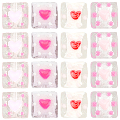 (52) Непрозрачная лаванда 16 шт. 4 цвета эмалевые бусины ручной работы ко Дню святого Валентина, бусины ручной работы, квадрат с сердцем, разноцветные, 14~15x14~15x7~8 мм, отверстие : 1.2 мм, 4 шт / цвет