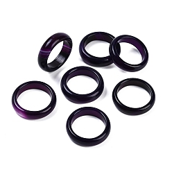 Черный Кольца из окрашенного и нагретого натурального полосатого агата/полосатого агата для женщин, чёрные, 5.5 мм, внутренний диаметр: 17~17.5 мм