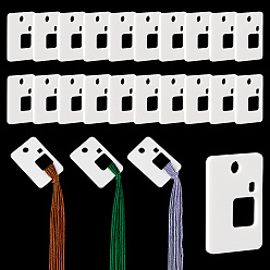 Белый Доски для намотки акриловой нити, прямоугольная катушка мулине, карточка-органайзер ниток для вышивки крестиком, белые, 39.5x26.5x3 мм, отверстие : 4x4 мм, 5 мм и 12x12 мм, 30 шт / коробка