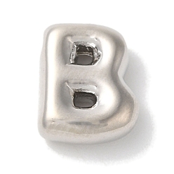 Letter B Brass Pendants, Long-Lasting Plated, Platinum, Letter B, 10x8x3.5mm, Hole: 1.4mm