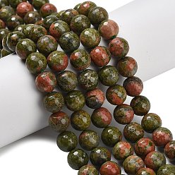 Унакит Природные Unakite бисер нитей, граненые, круглые, 10 мм, отверстие : 1 мм, около 38~39 шт / нитка, 15.16'' (38.5 см)
