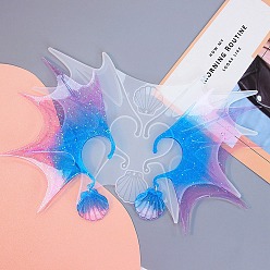 Shell Shape Силиконовая форма для изготовления каффов своими руками, формы для литья смолы, для уф-смолы, изготовление изделий из эпоксидной смолы, формы раковины, 179x262x4 мм, Отверстие : 2 мм & 2.5 мм, внутренний диаметр: 177x126 мм и 34x34 мм