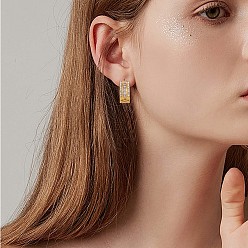 Clear Cubic Zirconia C-shape Stud Earrings, Gold Plated 430 Stainless Steel Half Hoop Earrings for Women, Clear, 20x9mm, Pin: 1mm