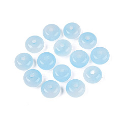 Licht Himmel blau Backfarbe, Imitation von Jade, Glasperlen, Rondell, Licht Himmel blau, 7.5~8.5x4~5 mm, Bohrung: 1.5~1.8 mm, ca. 2500 Stk. / 1000 g
