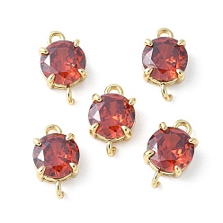 Круглые Шармы-соединители из латуни с паве из кубического циркония, стойки покрытие, долговечный, без кадмия и без свинца, реальный 18 k позолоченный, круглые, 10.5x6x3.5 мм, отверстие 1: 1 мм, отверстие 2: 1.2 мм