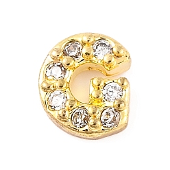 Letter G Покрытие стойки латунное микропаве кабошоны из кубического циркония, без кадмия и без свинца, долговечный, реальный 18 k позолоченный, Буква G, 5x4.5x2 мм